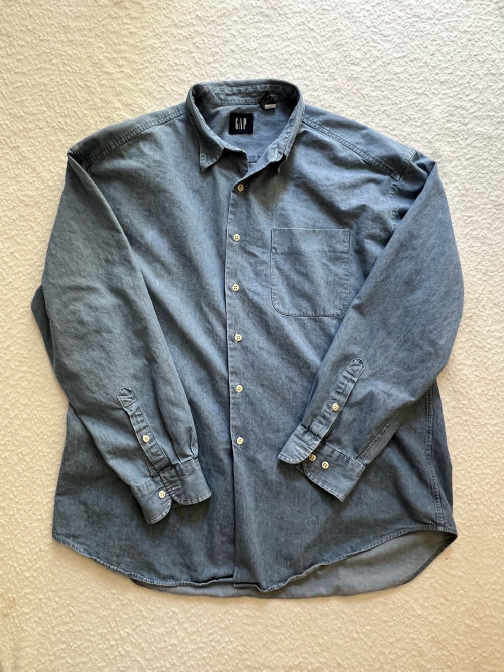 Vintage Gap Blue Label Chambray Denim Button Down Shirt - XL